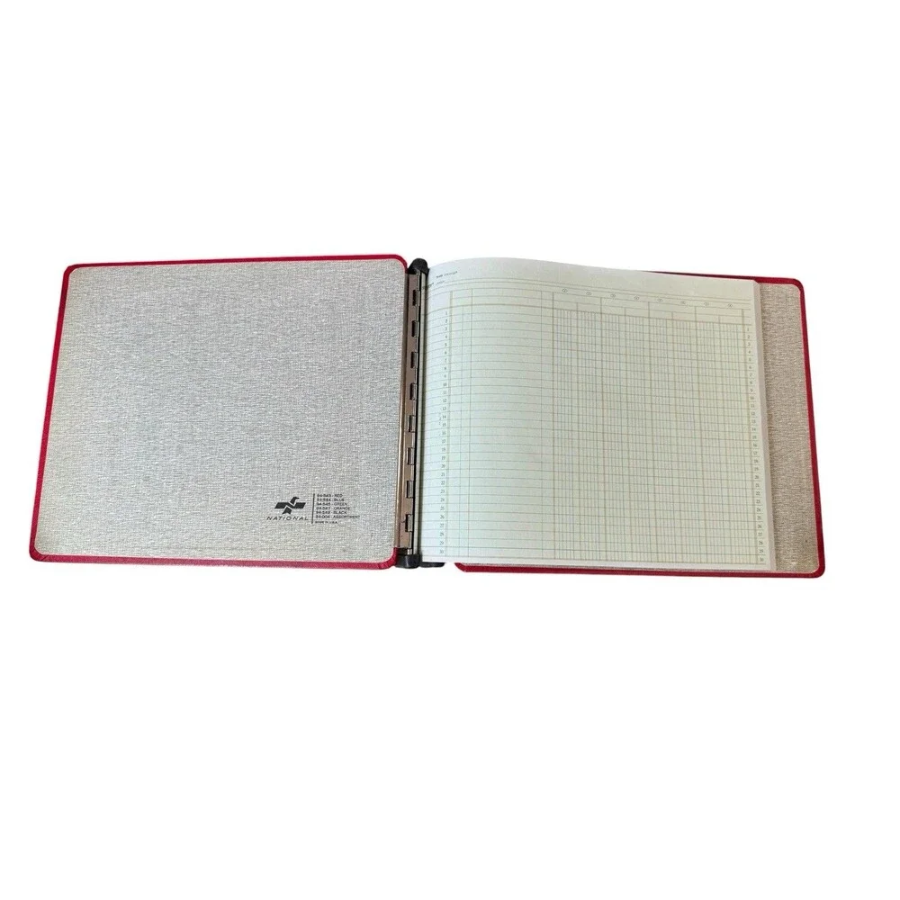 Vintage National 2 Post Accounting Ledger Binder USA 11x17 + 50 Blank Pages